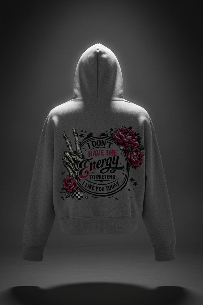 Women’s I Don’t Have the Energy skull cropped hoodie
