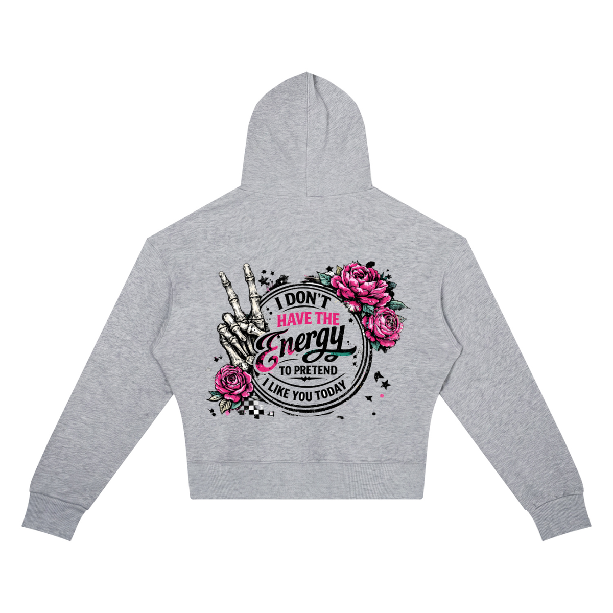 Women’s I Don’t Have the Energy Skull Cropped Hoodie