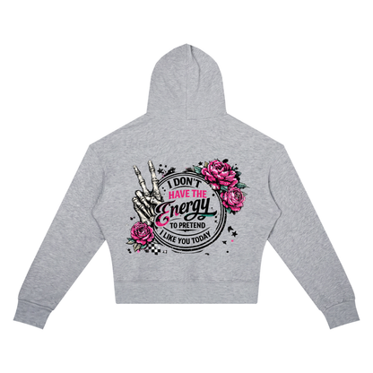 Women’s I Don’t Have the Energy Skull Cropped Hoodie