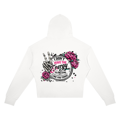 Women’s I Don’t Have the Energy Skull Cropped Hoodie