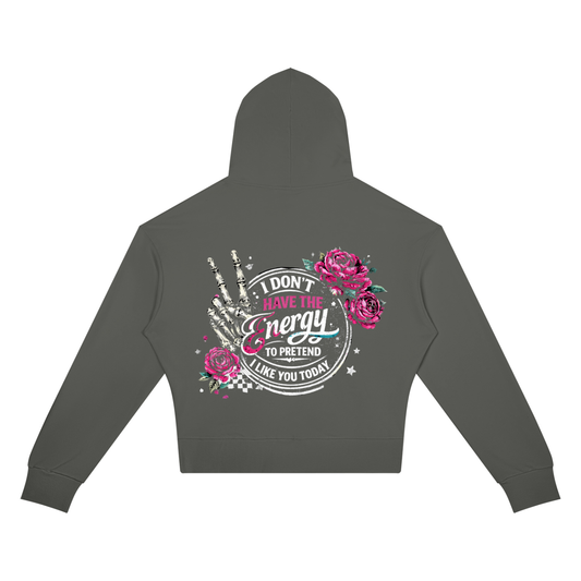 Women’s I Don’t Have the Energy Skull Cropped Hoodie