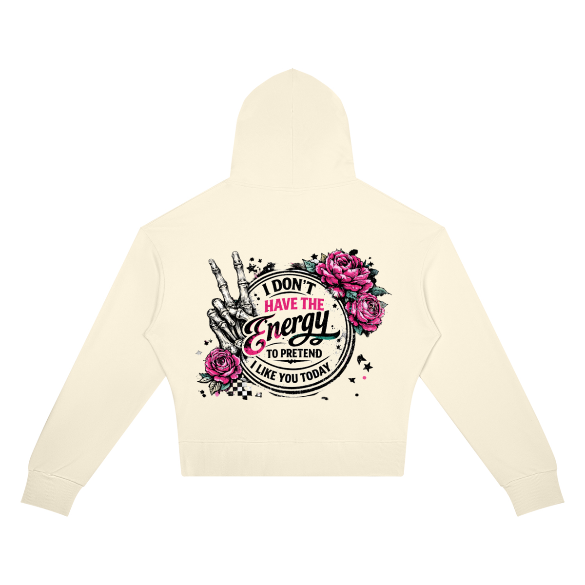 Women’s I Don’t Have the Energy Skull Cropped Hoodie