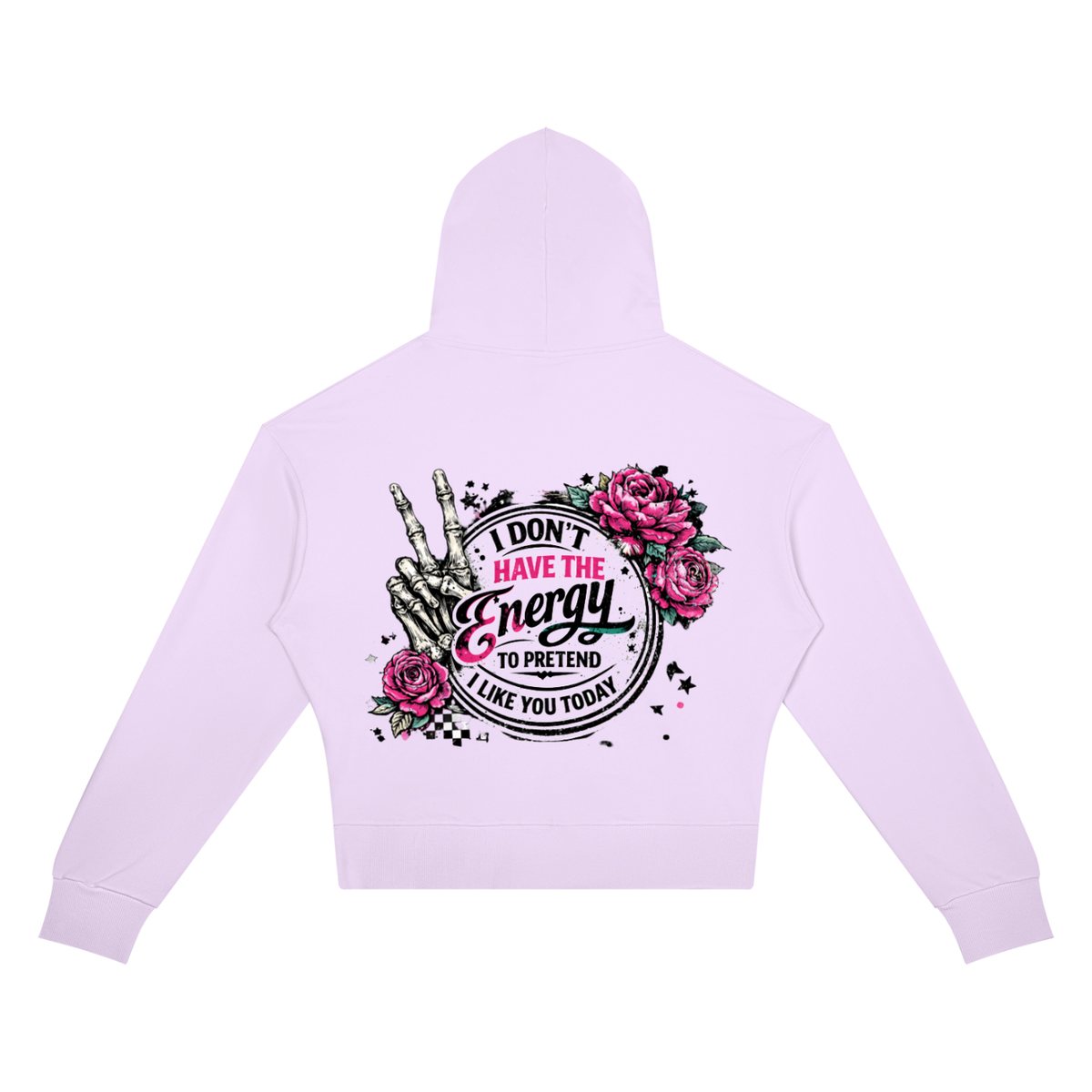 Women’s I Don’t Have the Energy Skull Cropped Hoodie