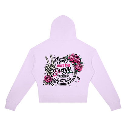 Women’s I Don’t Have the Energy Skull Cropped Hoodie