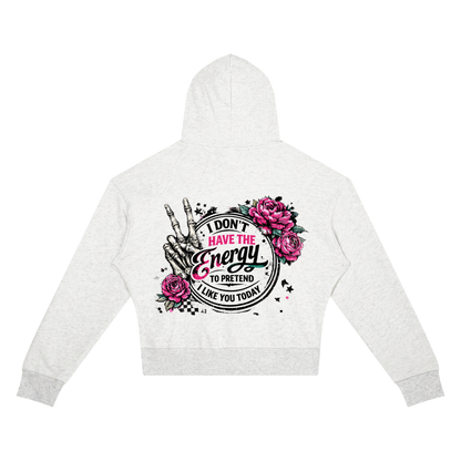 Women’s I Don’t Have the Energy Skull Cropped Hoodie