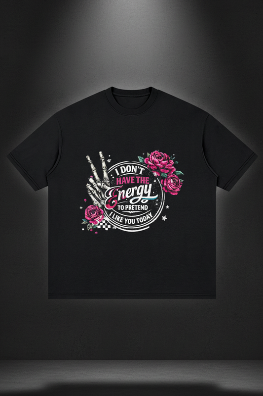 Women’s I Don’t Have the Energy skull drop-shoulder graphic T-shirt