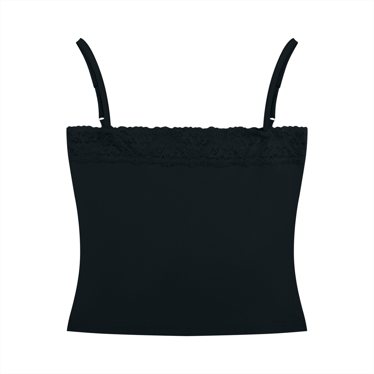 Women's Lace Trim Cami Tank Top in black