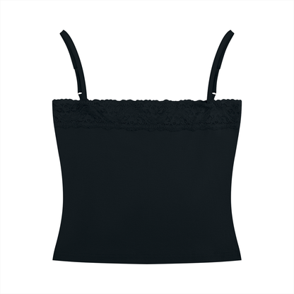 Women's Lace Trim Cami Tank Top in black