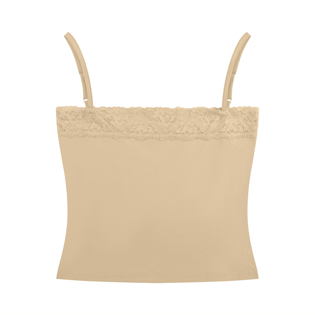 Women's Lace Trim Cami Tank Top in pale khaki