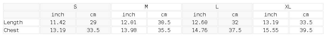 Size chart for the Women's Lace Trim Cami Tank Top