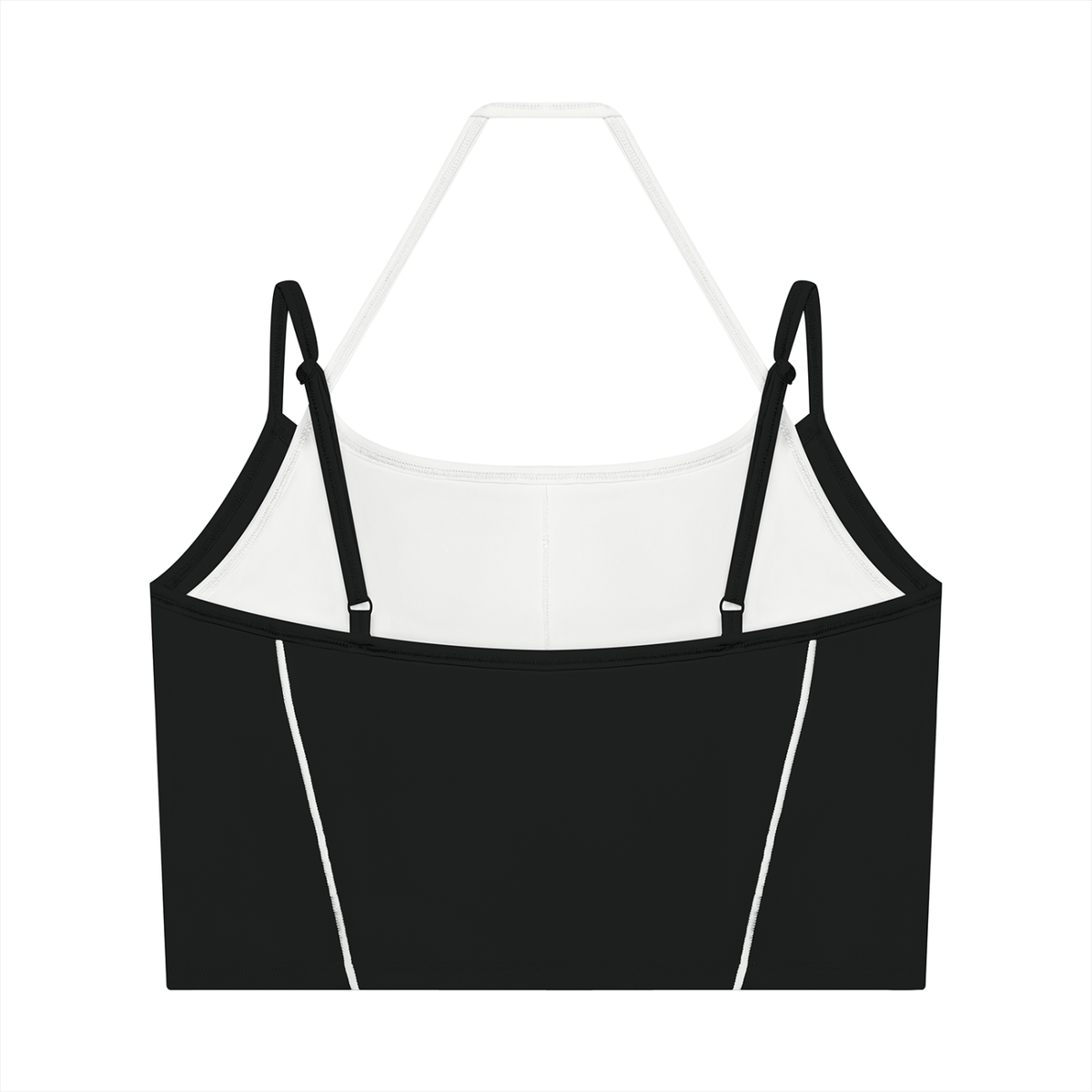 Women's Layered Yoga Tank Top in black with white, alternate angle