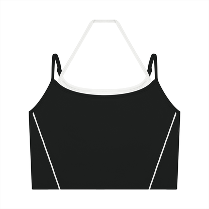 Women's Layered Yoga Tank Top in black with white