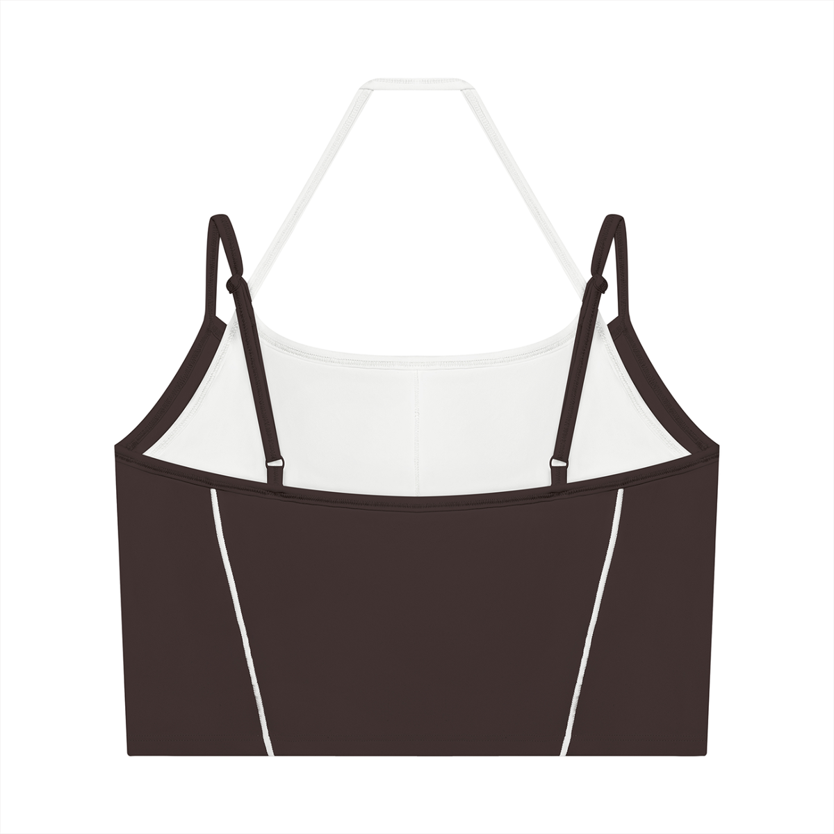 Women's Layered Yoga Tank Top in brown with white, alternate angle