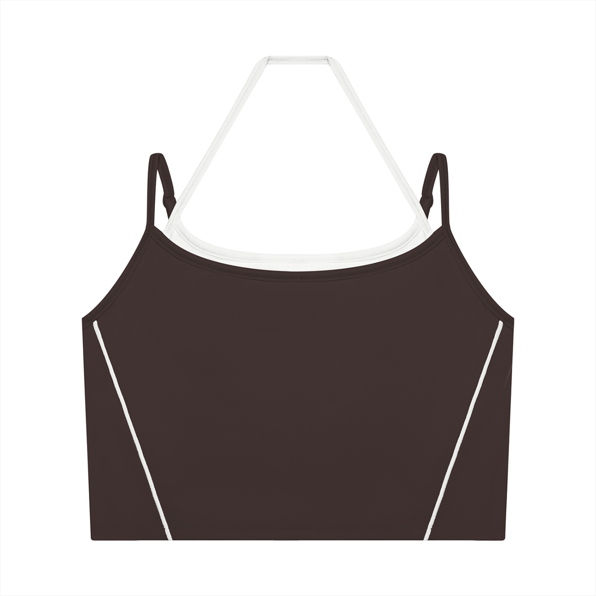 Women's Layered Yoga Tank Top in brown with white