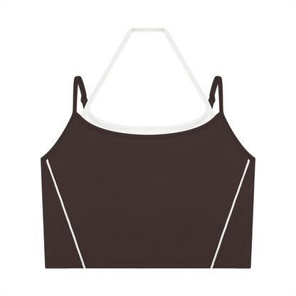 Women's Layered Yoga Tank Top in brown with white