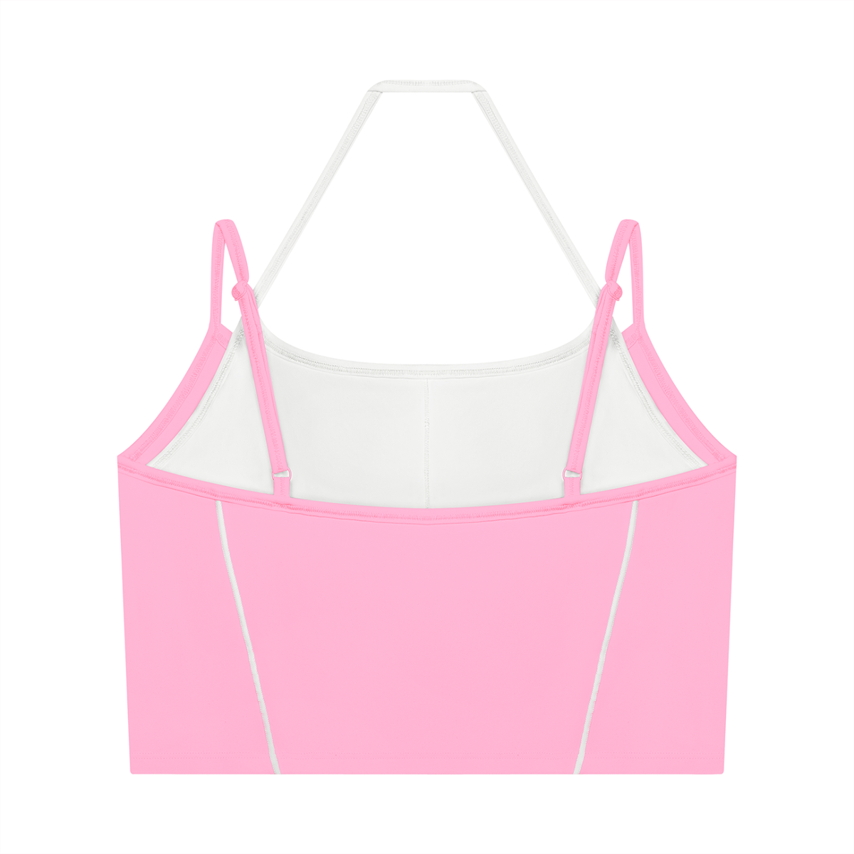 Women's Layered Yoga Tank Top in pink with white, alternate angle