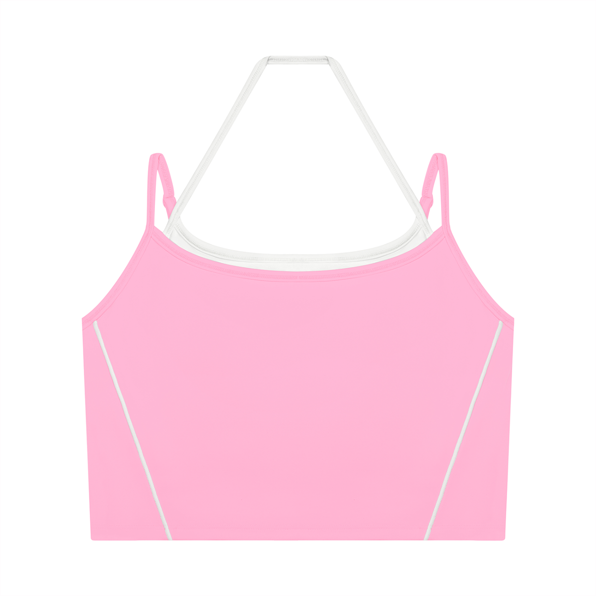 Women's Layered Yoga Tank Top in pink with white