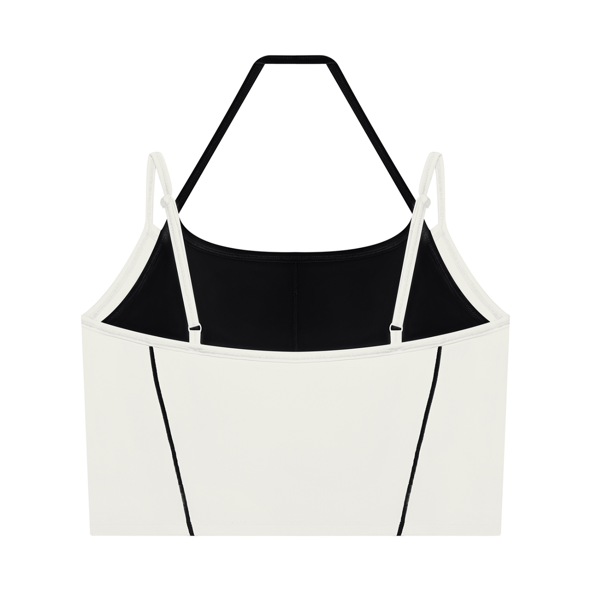 Women's Layered Yoga Tank Top in white gray with black, alternate angle