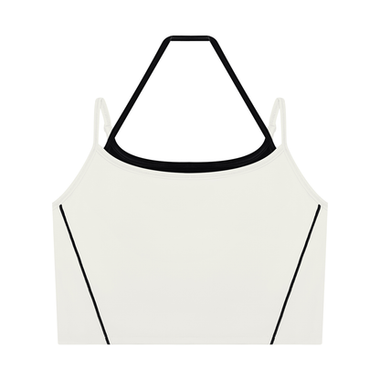Women's Layered Yoga Tank Top in white gray with black