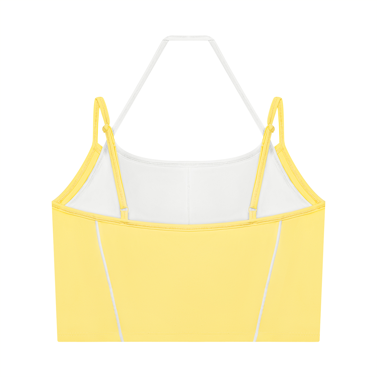 Women's Layered Yoga Tank Top in yellow with white, alternate angle