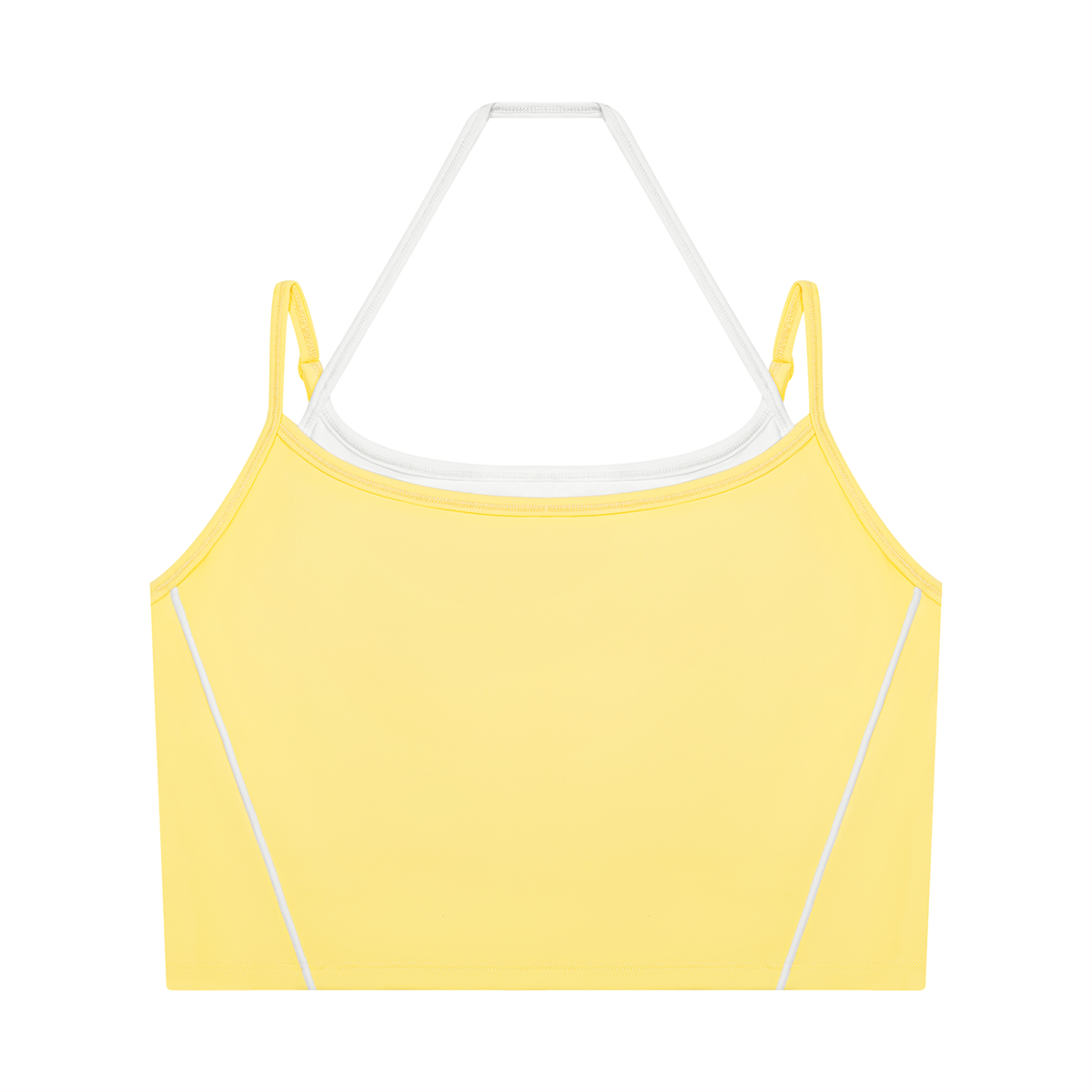Women's Layered Yoga Tank Top in yellow with white