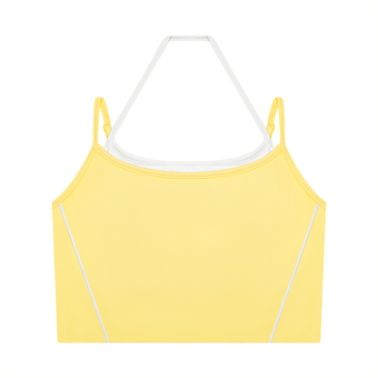 Women's Layered Yoga Tank Top in yellow with white