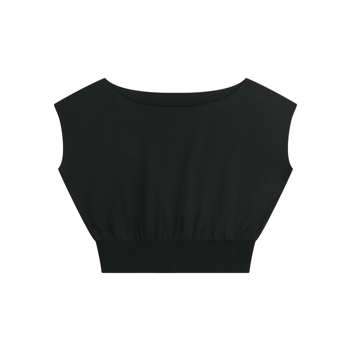 Women's Loose Fit Asymmetrical Neck Sleeveless T-Shirt in black