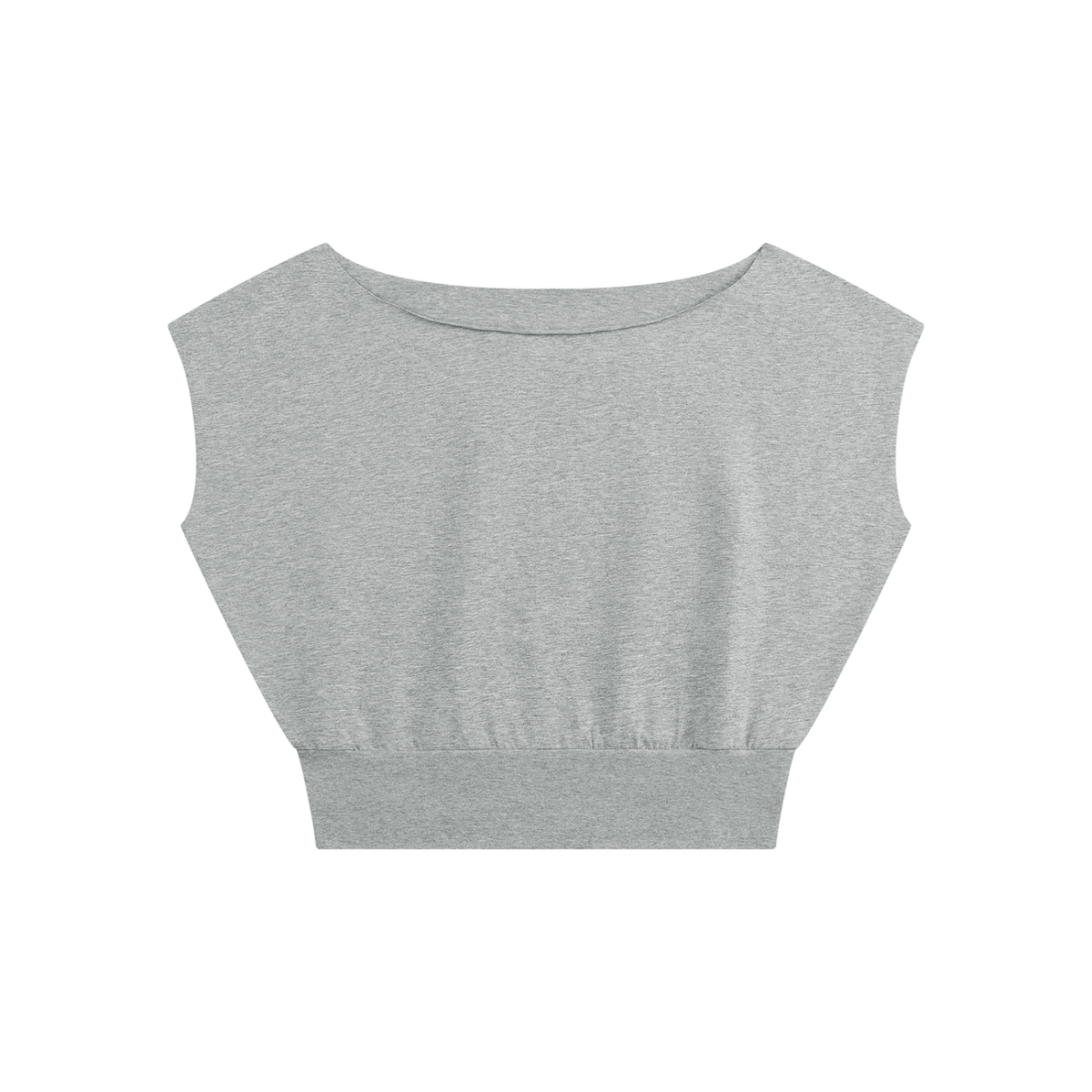 Women's Loose Fit Asymmetrical Neck Sleeveless T-Shirt in flower gray