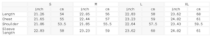 Size chart for the Women's Loose Fleece Quarter-Zip Sweatshirt