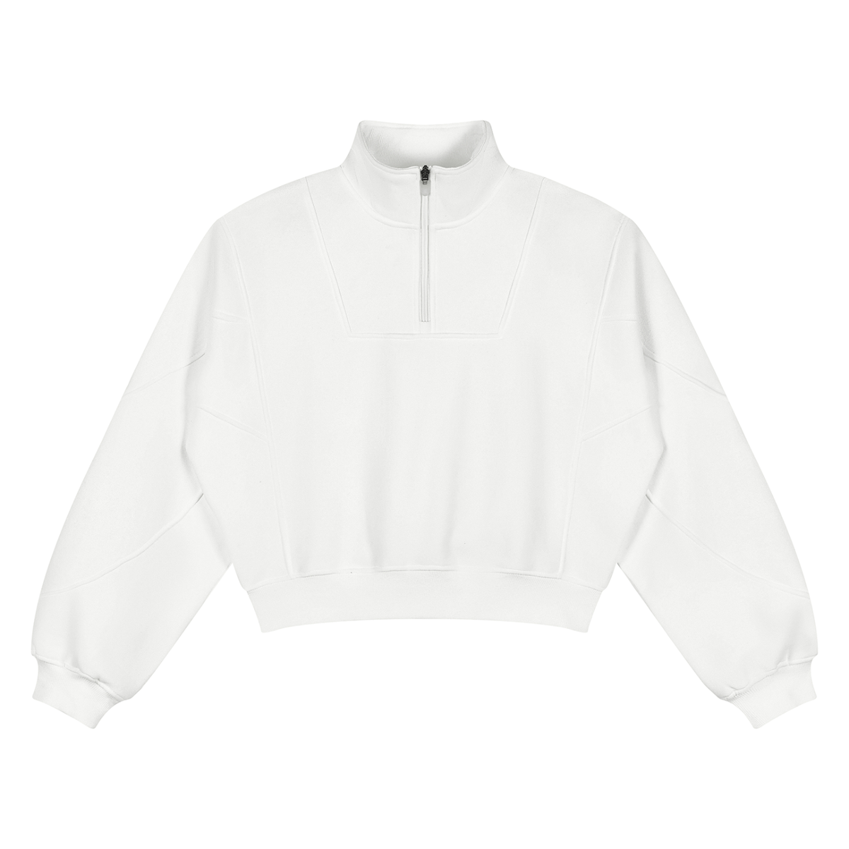 Women's Loose Fleece Quarter-Zip Sweatshirt in white