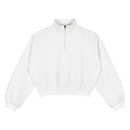 Women's Loose Fleece Quarter-Zip Sweatshirt in white