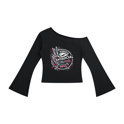 Women’s Mentally Spicy Off-Shoulder Bell Sleeve Top