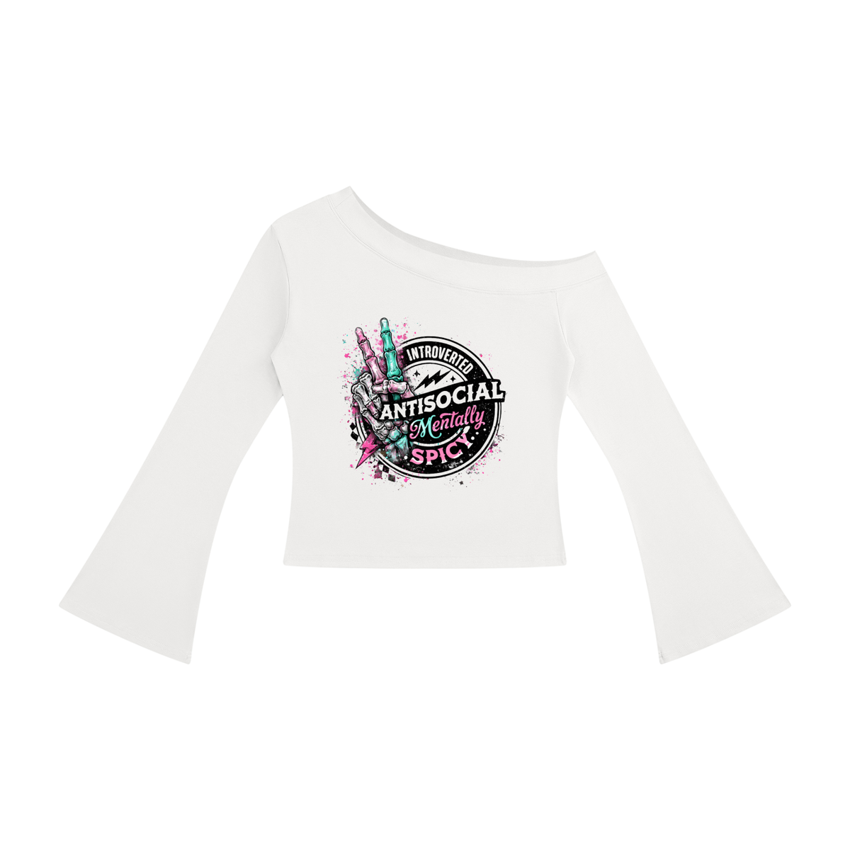 Women’s Mentally Spicy Off-Shoulder Bell Sleeve Top