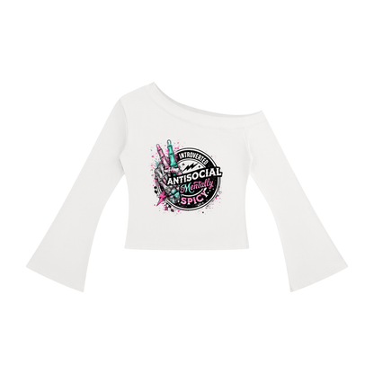 Women’s Mentally Spicy Off-Shoulder Bell Sleeve Top