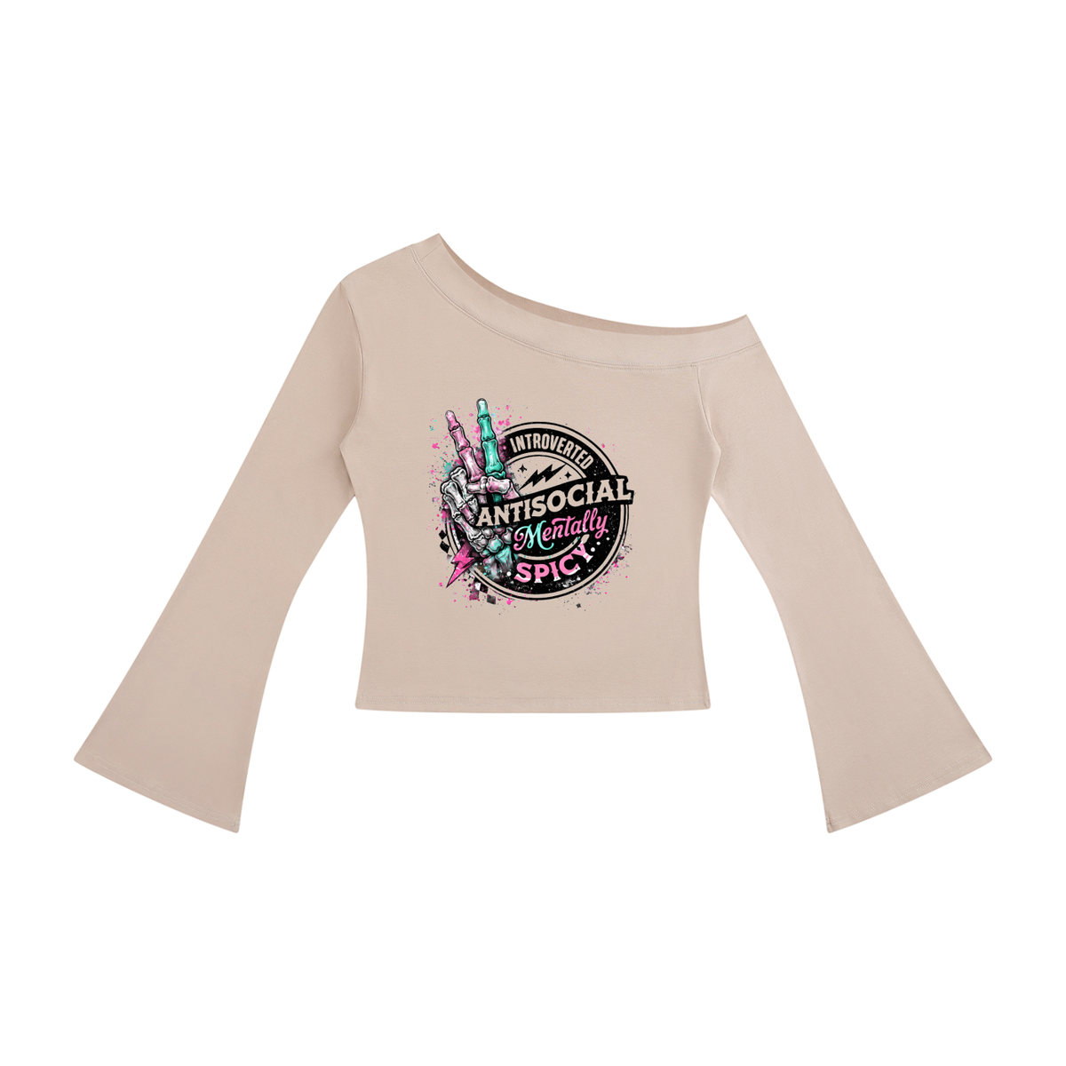 Women’s Mentally Spicy Off-Shoulder Bell Sleeve Top