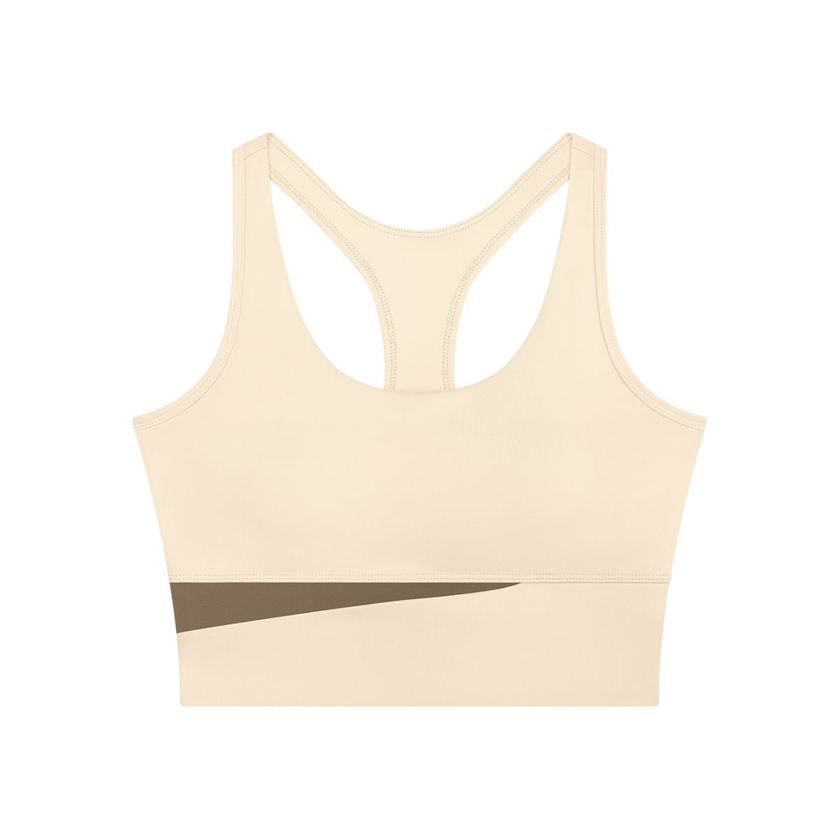Women's Mesh Color Block Yoga Tank Top in apricot with khaki