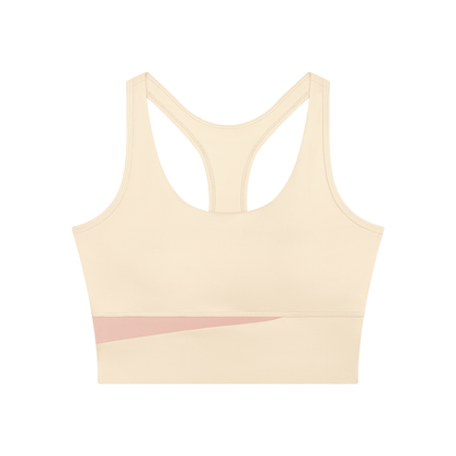 Women's Mesh Color Block Yoga Tank Top in apricot with light pink