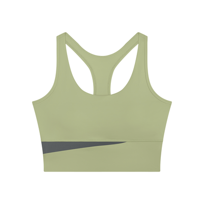 Women's Mesh Color Block Yoga Tank Top in bean green with dark gray