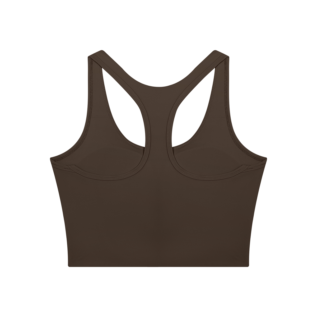 Women's Mesh Color Block Yoga Tank Top in coffee with khaki, alternate angle