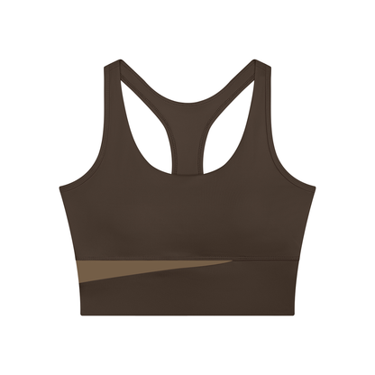 Women's Mesh Color Block Yoga Tank Top in coffee with khaki