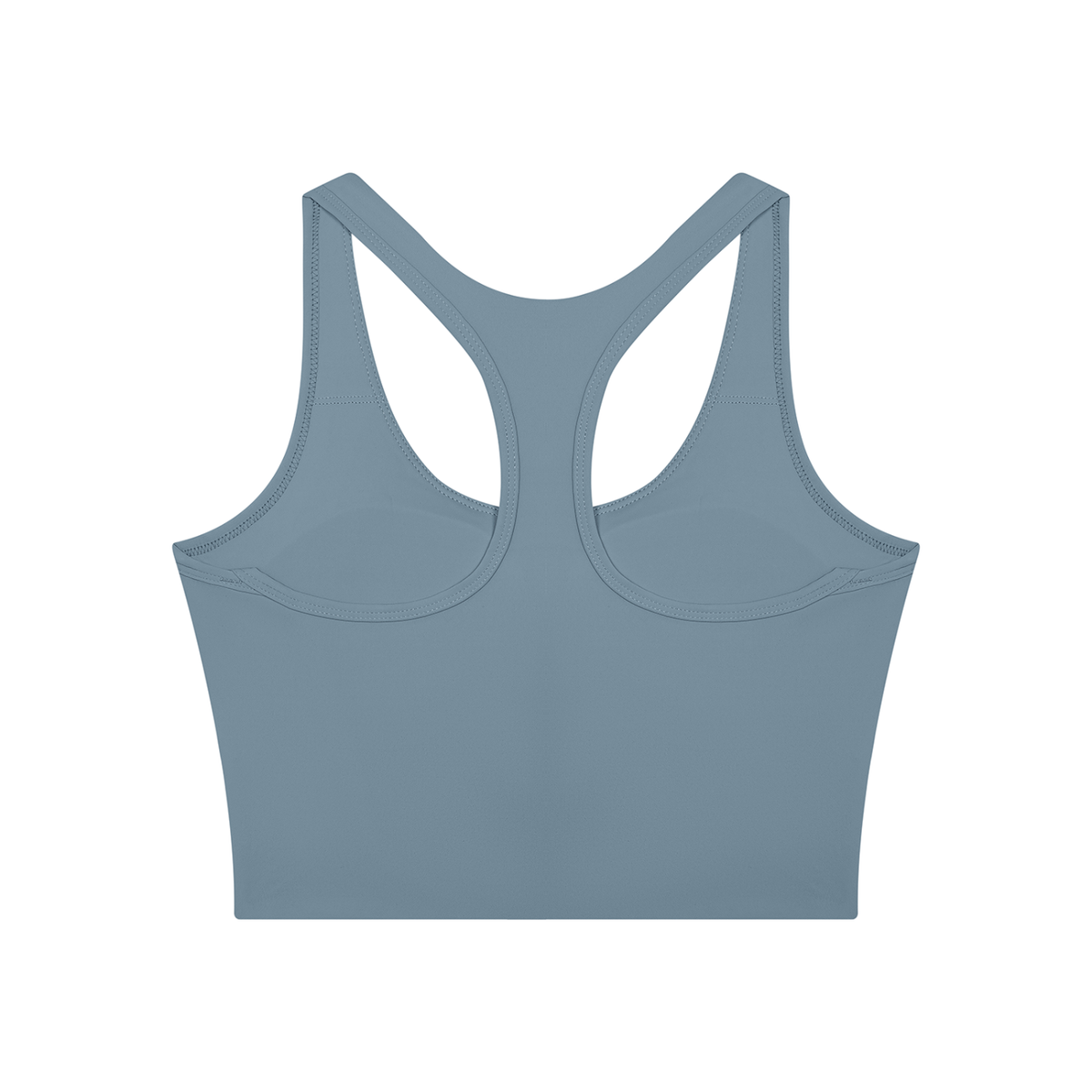 Women's Mesh Color Block Yoga Tank Top in gray blue with navy blue, alternate angle