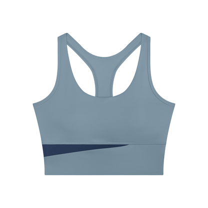 Women's Mesh Color Block Yoga Tank Top in gray blue with navy blue