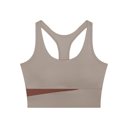 Women's Mesh Color Block Yoga Tank Top in gray purple with brick red