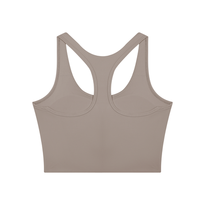 Women's Mesh Color Block Yoga Tank Top in gray purple with misty purple, alternate angle