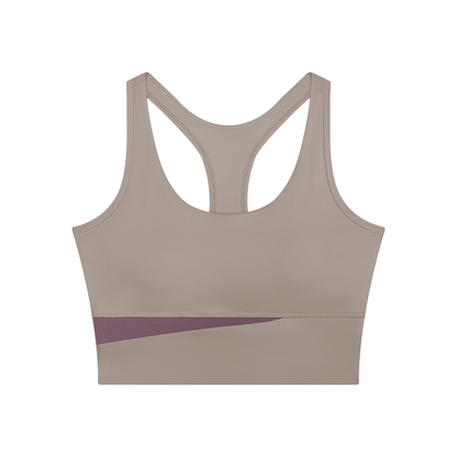 Women's Mesh Color Block Yoga Tank Top in gray purple with misty purple