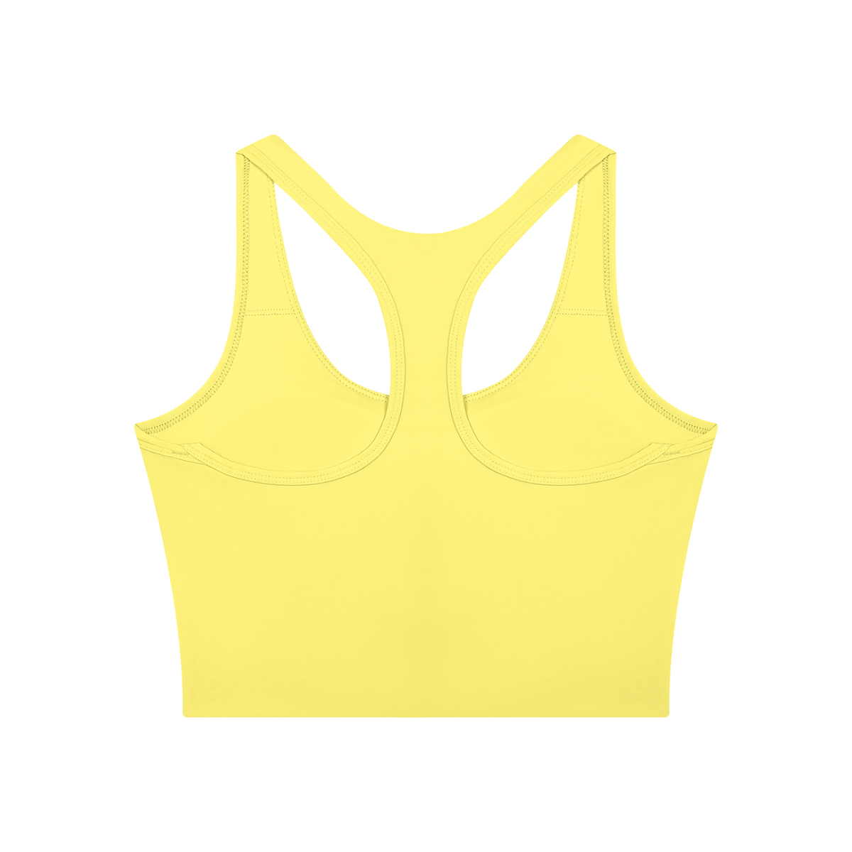 Women's Mesh Color Block Yoga Tank Top in lemon yellow with light gray, alternate angle
