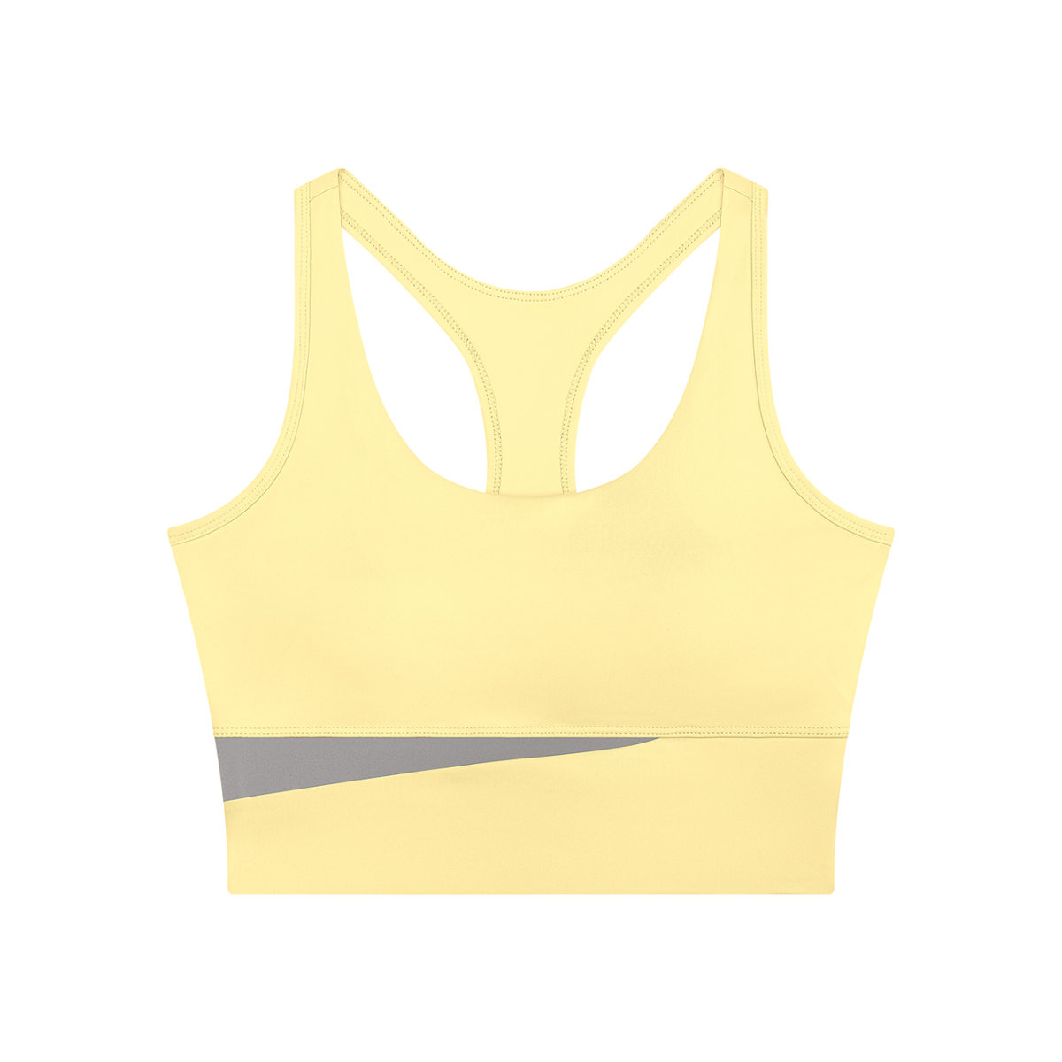 Women's Mesh Color Block Yoga Tank Top in light yellow with light gray