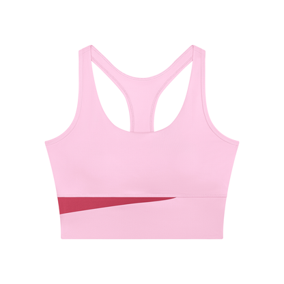 Women's Mesh Color Block Yoga Tank Top in pink with rose red