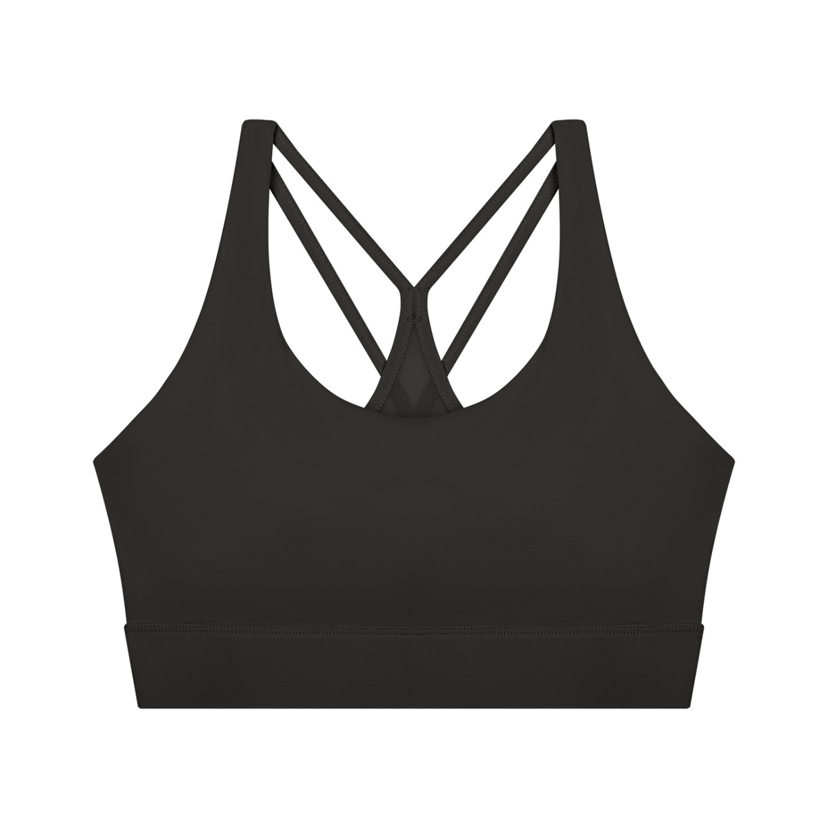 Women's Mesh Panel Cropped Yoga Sports Bra in black