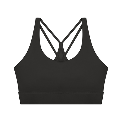 Women's Mesh Panel Cropped Yoga Sports Bra in black